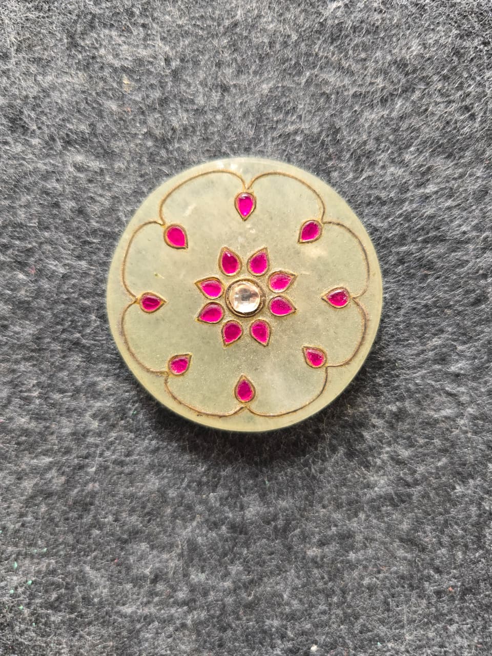 Rare Mughal islamic gemset jade disc